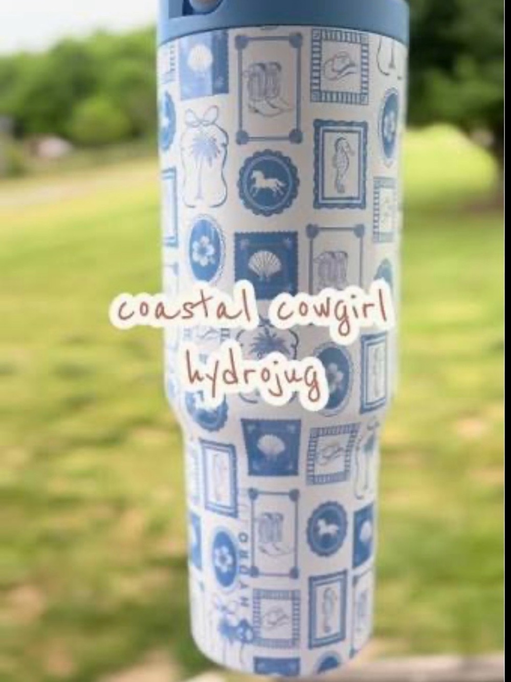 HydroJug Blue and White Coastal Pattern Tumbler